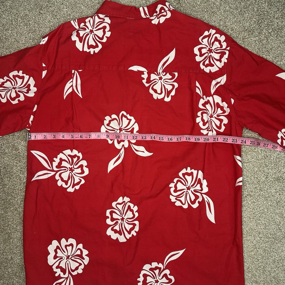 Piping Hot Floral Red White Short Sleeved Button Shirt Men's Size XLarge - Picture 10 of 11